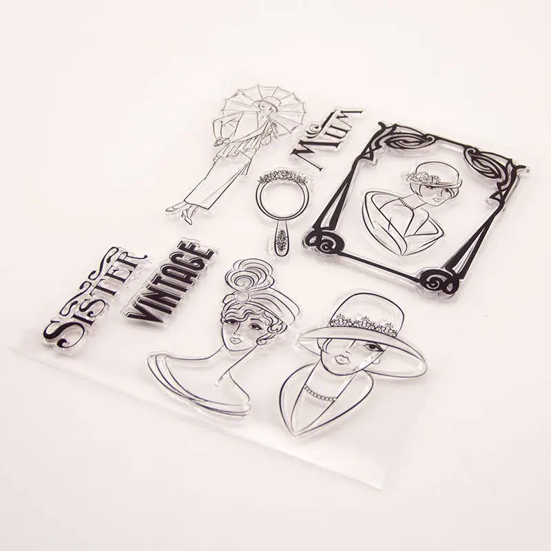 Mun Sister and vintage Lady Transparet силиконовый прозрачный штамп печать для DIY Скрапбукинг декоративная печать листов и резки штампа
