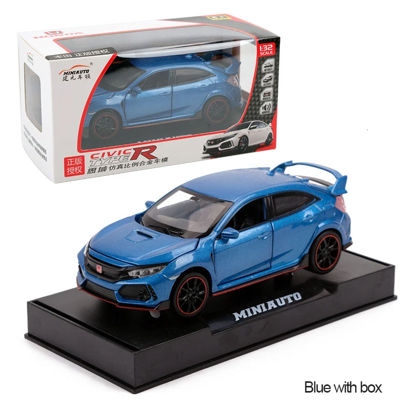 Украшение салона автомобиля 1:32 Honda Civic модель автомобиля из сплава роскошный приборная панель декоративный костюм для детей подарок автомобильный аксессуар - Название цвета: Blue with box