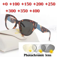 MINCL/ Ultralight Sun Photochromic Reading Glasses For Women Cat Multifocal Diopter Progressive Glasses Anti-fatigue NX