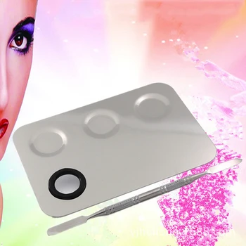 

1set Stainless Steel Paint Palette Mixing Tray Rod Scraper Set For Art School Watercolor Nail Paint Makeup Tool