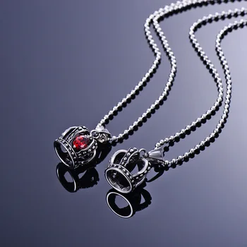 

men necklace Crown zircon pendant stainless steel chain necklace men steel long beads necklace boho fashion jewelry wholesale