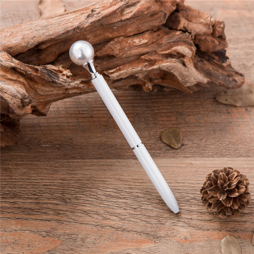NO.3 Large Pearl Decor Metal Ballpoint Pen 0.7mm Black Refill Office School Stationery Supplies Ballpen Gifts - Цвет: NO.3