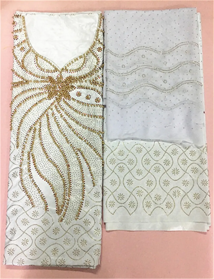 3 в 1 Африканский Базен riche ткань с бисером и камнями tissu africain 7yds жаккард бассейна getzner парча бисером ткань для свадьбы