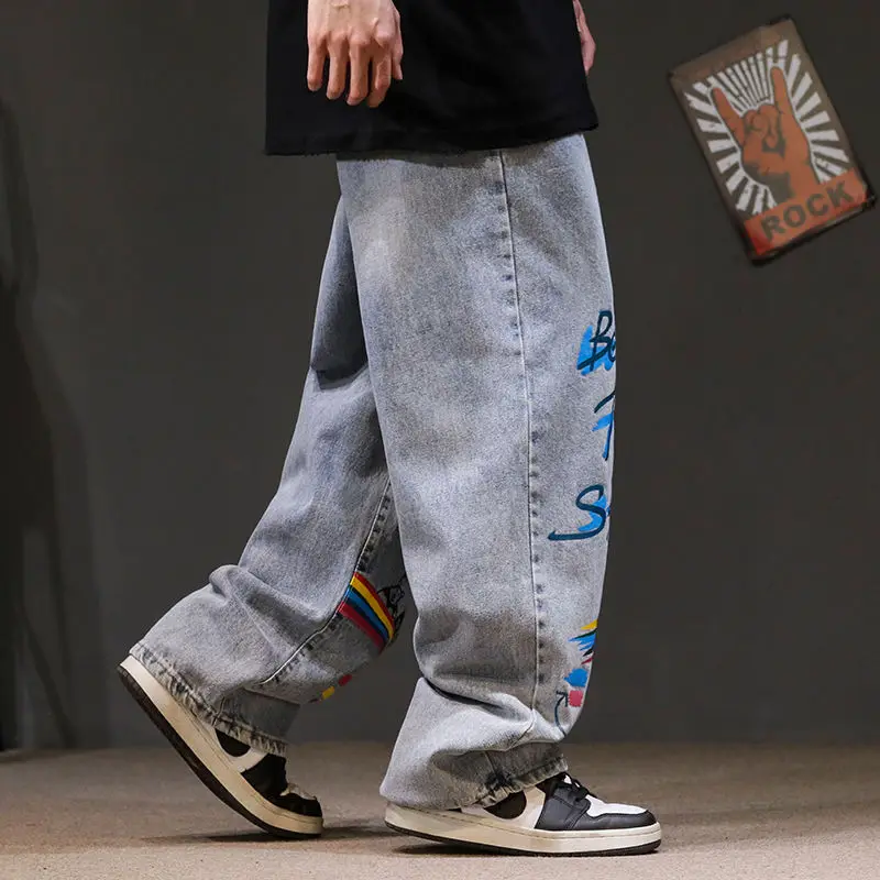 Rainbow Jeans Men Funny Blue Pants 