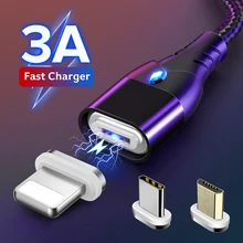 Getihu 3a magnético micro usb tipo c cabo ímã de carregamento rápido carregador do telefone cabo para iphone 12 11 xs 8 xiaomi redmi huawei