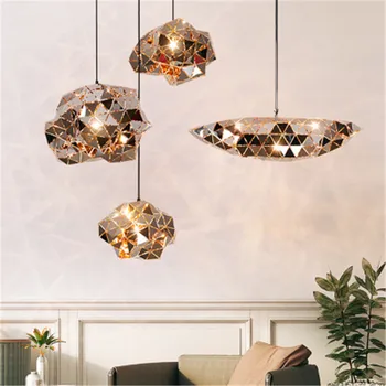 

Postmodern Gallery Stainless Steel Pendant Lights Creative Mirror Surface Living Room Dining Bar Decro Light Fixtures