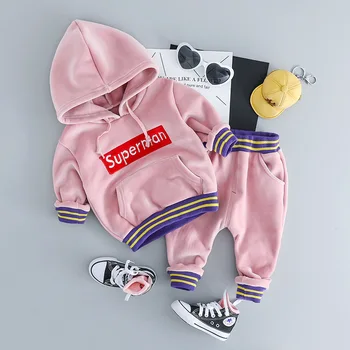 

Winter Baby Tracksuit Toddler Kids Plush Hoodies+Pants Two Piece Boys Outfits Thicken Velvet Warm Newborn Baby Girl Clothes Set