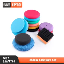 

(Bulk Sale) SPTA Ultra Soft Microfiber Car Wax Applicator Pad Round Waxing Sponge with Finger Pocket for Applying Wax Buffing