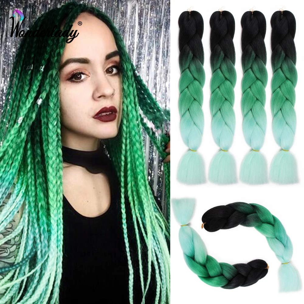 WonderLady-extensiones de cabello trenzado de 24 pulgadas, trenza de tamaño gigante sintético, giro de 120 colores, 100g, marrón, rosa, Rubio, caja de trenzas