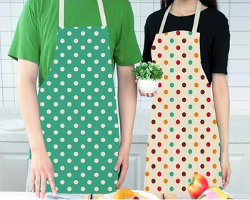 

Nordic Style Dot Round Kitchen Cooking Aprons For Women Kid Baking Bibs Waterproof Cotton Linen Household Cleaning Apron Avental