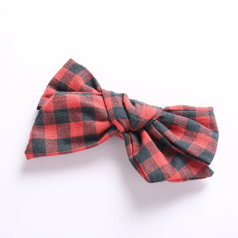 10 шт./лот 7,5 см хлопок плед волос заколки-бантики для волос для детей и детская одежда для девочек с повязкой на голову, возраст Сделай Сам DIY бигуди для волос банты, повязки на голову, аксессуары для волос