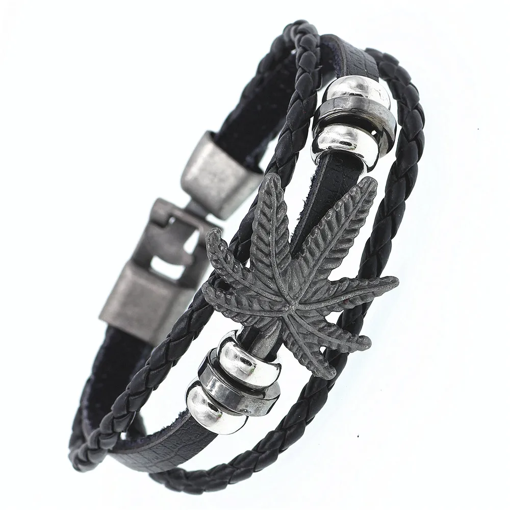 2021 Multilayer Bracelet Men Casual Fashion Braided Leather Bracelets For Women Wood Bead Bracelet Punk Rock Men Jewelry. 