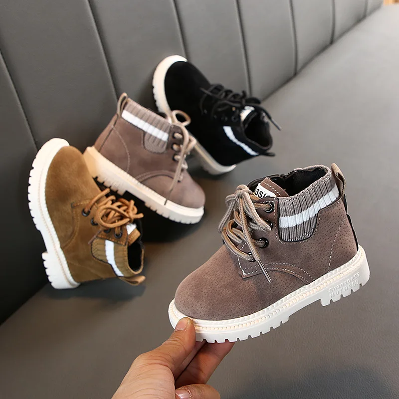 Winter Children Casual Shoes Autumn Martin Boots Boys Shoes Fashion Leather Soft Anti Slip Girls Boots 21 30 Sport Running Shoes