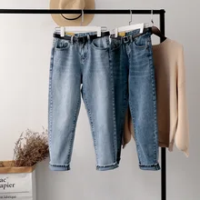 Ретро джинсы с высокой талией женские корейские свободные шаровары джинсы для мам джинсы для женщин в стиле бойфренд ковбойские джинсовые штаны