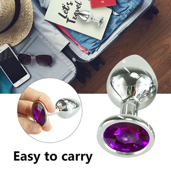 Anal sex toys Colorful Stainless Steel Anal Plug Adult Toy Metal Massage Anal Massager With Diamond Rainbow ass sex toy 6