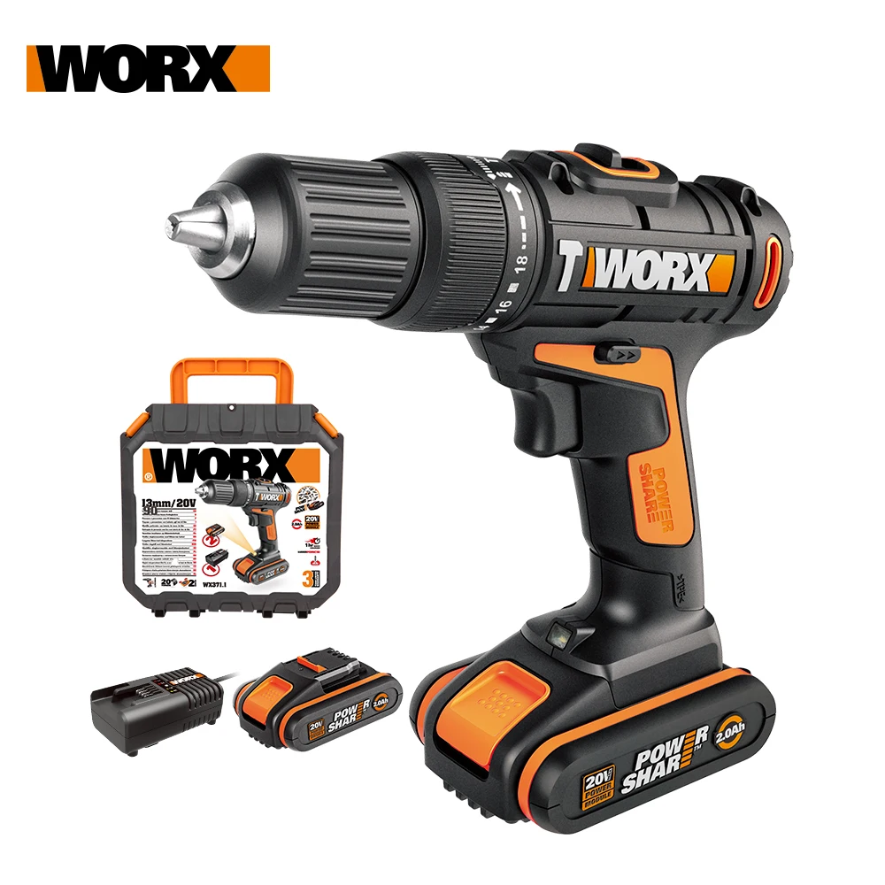

WORX 20V Electric Drill WX371.1 Cordless Impact Drill Electric Screwdriver Rechargeable battery Home DIY Power Tool FreeShipping