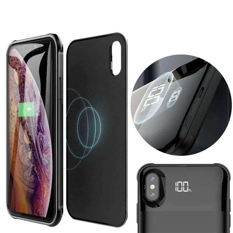 Зарядное устройство для iPhone X XS XR XS аккумулятор Max чехол отдельное Беспроводное зарядное устройство чехол светодиодный цифровой дисплей