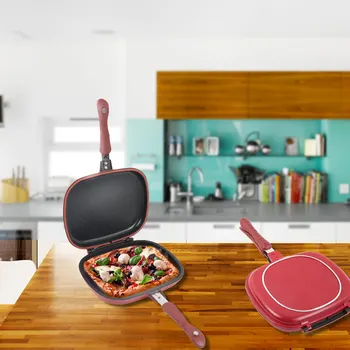 

NEW 32cm Double Side Grill Fry Pan Cookware Stainless Steel Double Face Pan Steak Fry Pan Kitchen Accessories Cooking Pans Tool