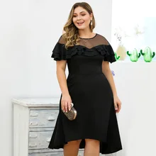 Дизайн, Европейский и американский стиль, женское платье, Марлевое соединение, с двойным воланом, талия, обнимает, ласточкин хвост, перекрещивается, большой размер