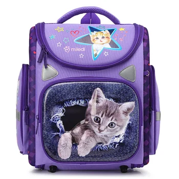 

Grade 1-3-5 Girls book bag Unfold Orthopedic Primary school Satchels Cartoon Cat Bear Students Kids Backpacks Waterproof 2020