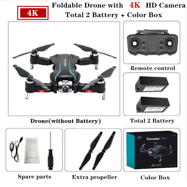 S17 Дрон 4k HD камера gps Дрон WiFi FPV 1080P без сигнала возврата RC вертолет полёт 15 минут Квадрокоптер Дрон с камерой - Цвет: 4K-Color Box-2B