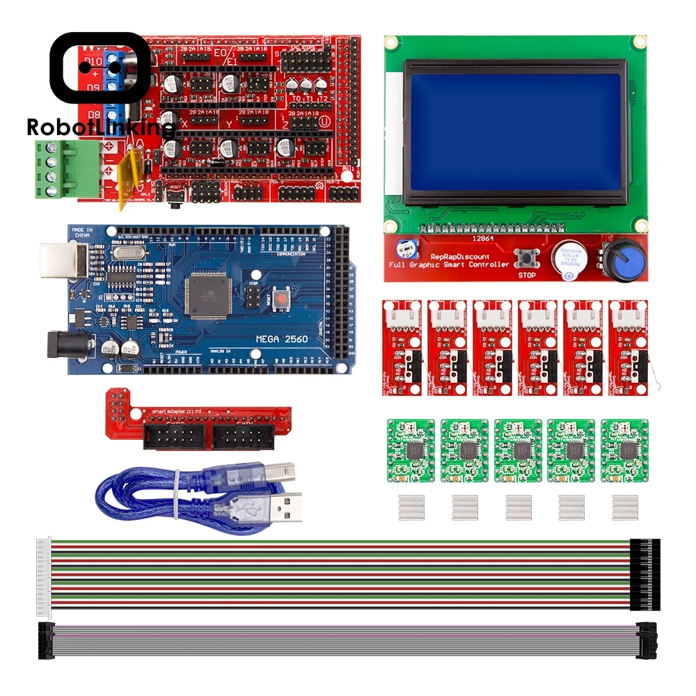 CNC 3D Принтер Комплект для Arduino Mega 2560 R3 + RAMPS 1 4 контроллер LCD 12864 6 концевых