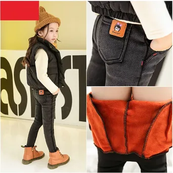 

Girls Plus Velvet Warm Pants Winter Trousers 2019 New Thick Bottom Pencil Pants For 4-14T Children Girl High Quality