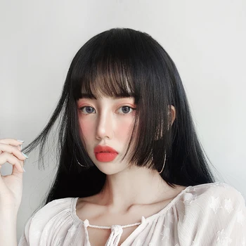 

Head ReplacementWig Female Short Fake Hair Bangs Women Hair Pieces Bangs Invisible Synthetic Heat Resistant Sea