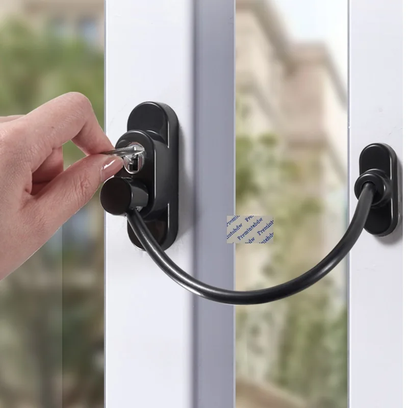 White Black Detachable Security Chain Retainer With Key And Screws Window Child Kid Safety 2Pcs