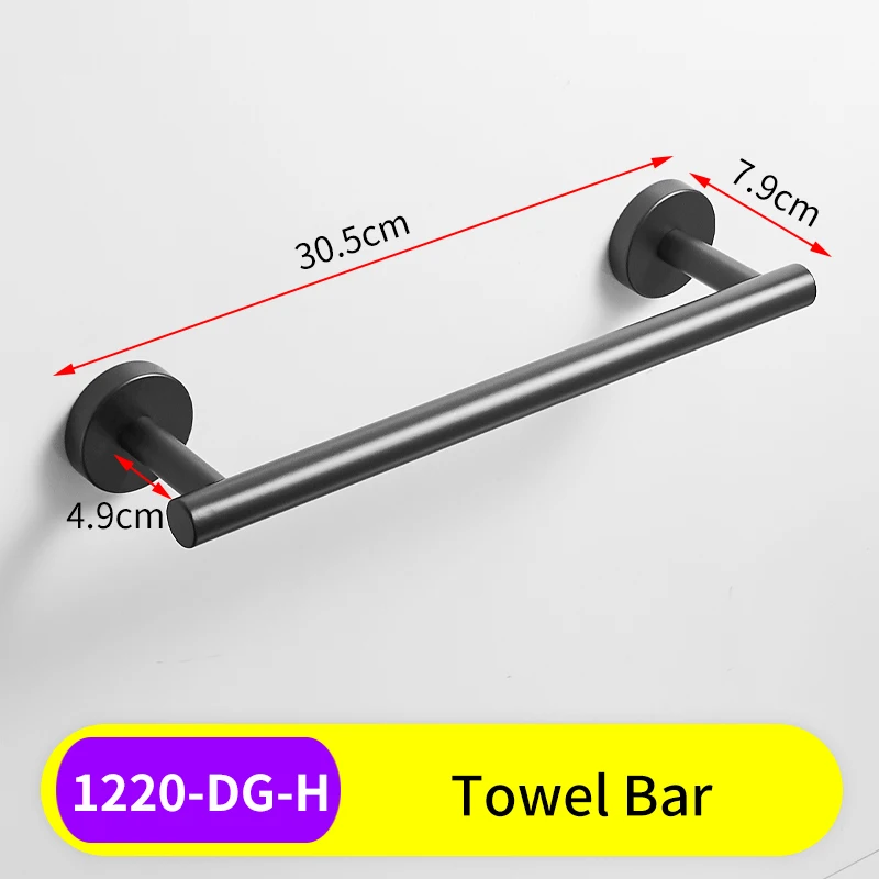 Набор полотенец из нержавеющей стали, держатель для полотенец, черный держатель для туалетной бумаги, настенный крючок для ванной комнаты, сумка для полотенец - Цвет: 1220-DG-H