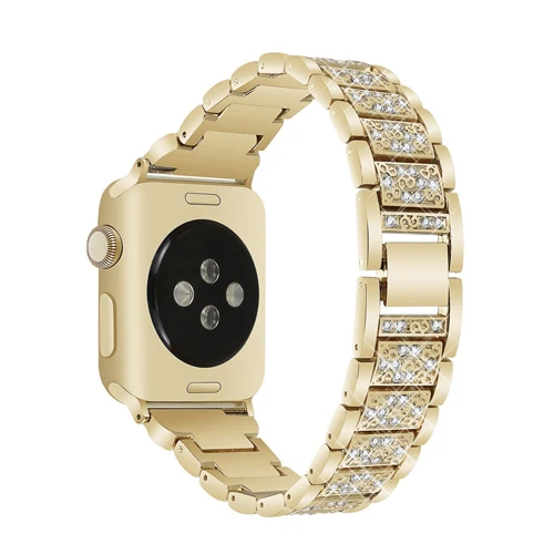 Алмазный ремешок для часов Apple watch 38 мм 40 мм 42 мм 44 мм браслет pulseira из нержавеющей стали для iwatch Apple Watch 5 4 3 2 1 - Цвет ремешка: gold