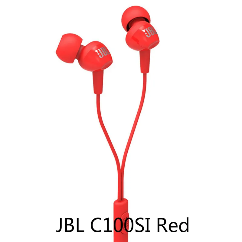 JBL C100SI 3,5 мм проводные наушники-вкладыши стерео Музыкальная гарнитура динамический наушник с одной кнопкой дистанционного управления Hands-free с микрофоном черный - Цвет: JBL C100SI Red