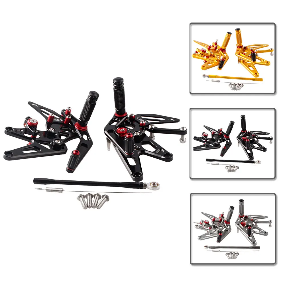 

Motorcycle CNC Adjustable Rider Rear Sets Rearset Footrest Foot Pegs Kit for Yamaha YZF R1 2004 2005 2006 Footrests Footpegs