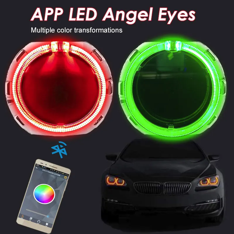 RGB Освещение ангельские глазки приложение Halo кольца светодиодный BLE Bluetooth управление 3,0 дюймов красочный автостайлинг модернизация