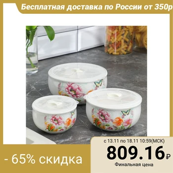 

A set of bowls with vacuum lids 330ml, 600ml, 900ml "Wildflowers" 4971226