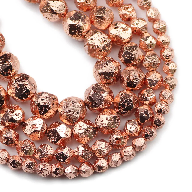 Antique Rose Gold Volcanic Lava Stone Beads for Jewelry Making & DIY Bracelets
