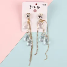 Модные Простые Длинные серьги с кисточками для ногтей, изысканные серьги с кристаллами для предотвращения аллергии, высокое качество, крошечная звезда