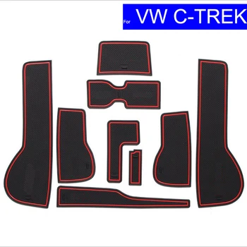 

9 Pcs Non-slip Car Door Gate Slot Mats Carpets Cup Holder Pads For Volkswagen VW C-Trek Door Groove Mat Free Shipping