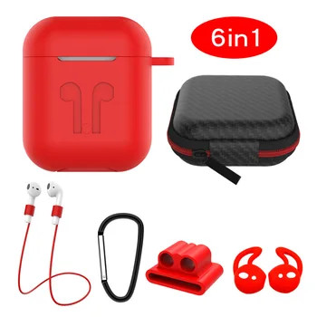 

Bluetooth Earphone case for airpods 1/2 6 In 1 set storage box Soft Silicone Wireless Bluetooth headset case for Apple airpods