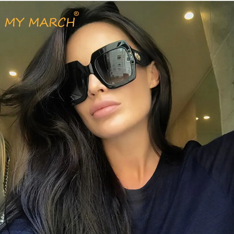

Oversized Square Sunglasses Women Vintage Retro Sun Glasses Luxury Brand Black Big Shades Female Glasses Oculos de sol UV400