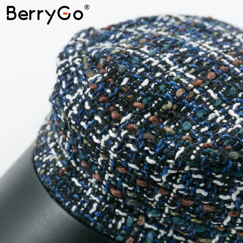 BerryGo Повседневный твидовый в клетку Военная кепка для женщин осень зима модный берет шапка женские шапки уличная мода дамы малярные шляпы