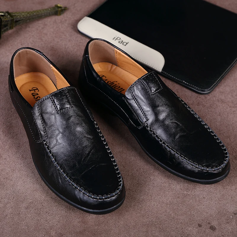 

Genuine Leather Italian Casual Loafer Breathable Men Casual Shoes Slip on Male Lazy Loafer Moccasin Flats Driving Shoes HC-314