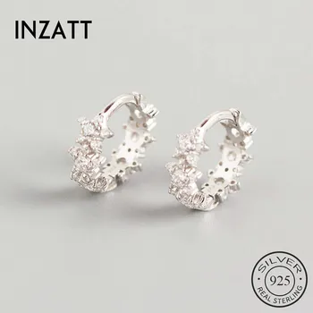 

INZATT Real 925 Sterling Silver Zircon Star Hoop Earrings For Fashion Women Party Cute Fine Jewelry MInimalist Accessories
