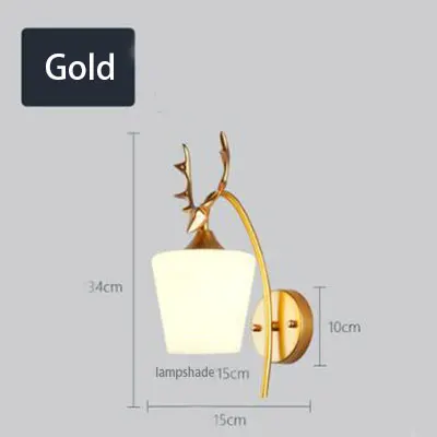 Настенный светильник Современный простой креативный фон настенный светодиодный настенный светильник Гостиная Кабинет Спальня прикроватный персональный рога настенный светильник - Цвет абажура: Golden