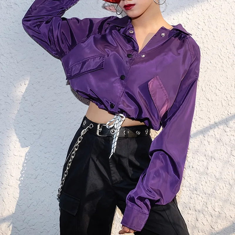

Fashion Women Jacket Elegant Purple Short Jacket Long-Sleeved Corset Jacket Women 2020 Korean Coats Women Short Baseball Jacket