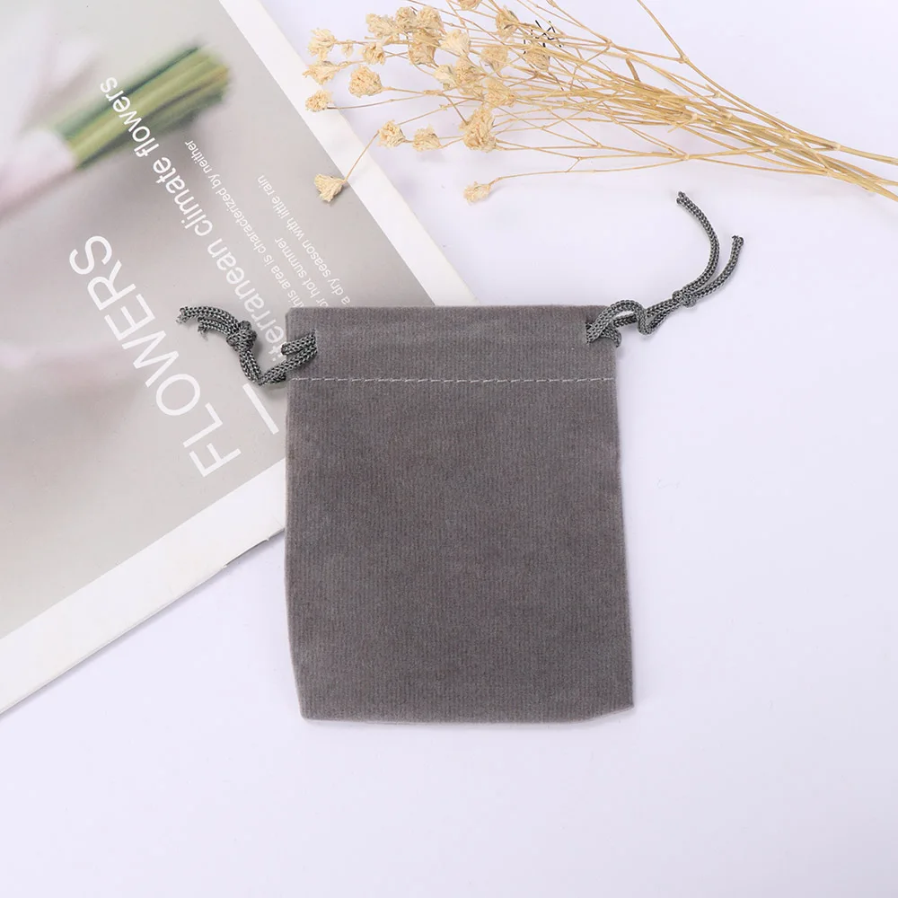 grey 10 шт. сумка для подарков, простая Флокированная Сумочка для монет, посылка, сумка на шнурке, маленькая сумка для женщин, девушек, ткань для хранения ювелирных изделий - Цвет: grey