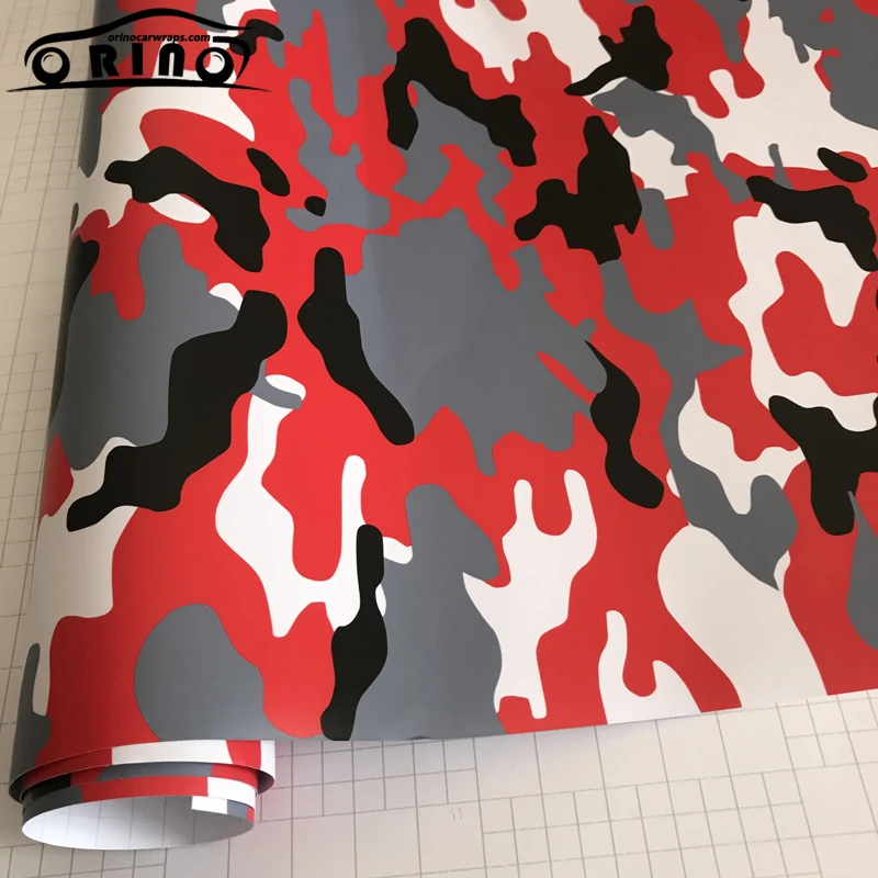 Black Red White Camouflage Vinyl Film-3