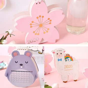 

2020 Calendar Mini Cute Cartoon Stand Up Desktop Monthly Calendar Home Office Desktop Supplies Decorations