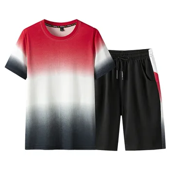 

Tracksuit Male 2020 Men Sportswear Set Fitness Summer Print Men Shorts + T shirt Men's Suit 2 Pieces Sets Asian Size M-3XL