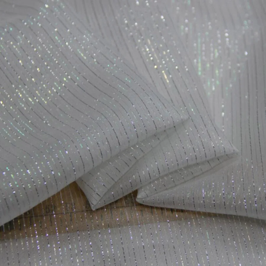 Шелковое платье мерцающий цветной металлик жаккард Блестящий шелк тонкая ткань для платья шарф